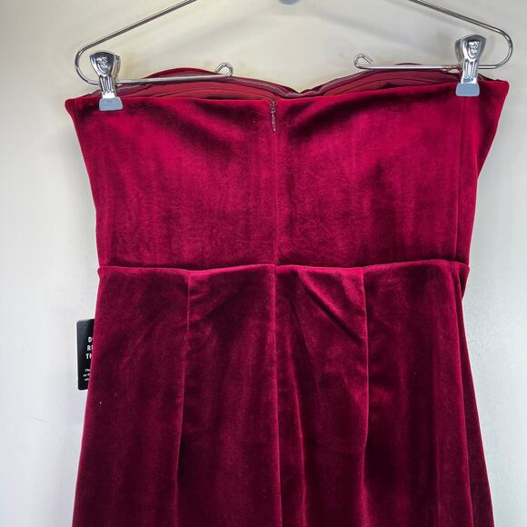 Express Velvet Strapless Midi Sheath dress ruby - S - Picture 10 of 13